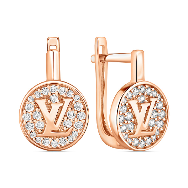 Сережки з червоного золота з фіанітами (арт. 110530) – зображення 1