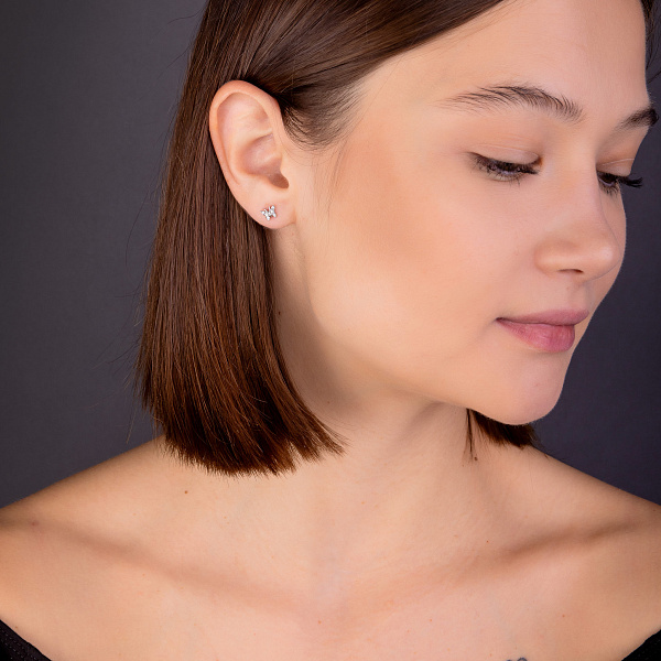 Золотые серьги Бабочки с бриллиантами (арт. С341316010б) – изображение 3