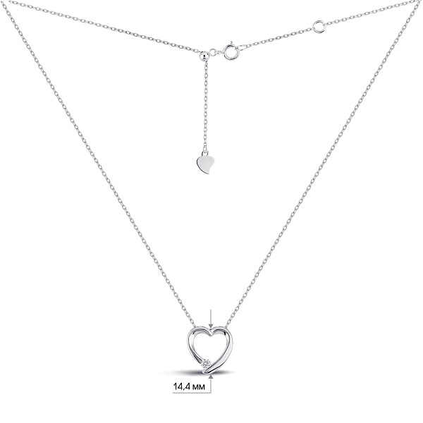 Серебряное колье Сердце с фианитом (арт. 7507/КЛ2Ф/1002Ш-43) – изображение 3