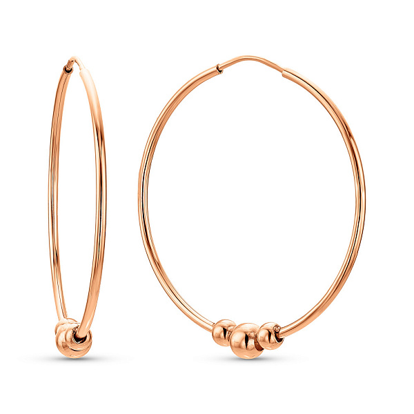 Серьги-кольца из красного золота с шариками (арт. 108993/30) – изображение 1