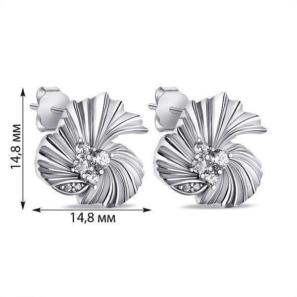 Серебряные серьги Цветы с фианитами (арт. 7518/6932) – изображение 2