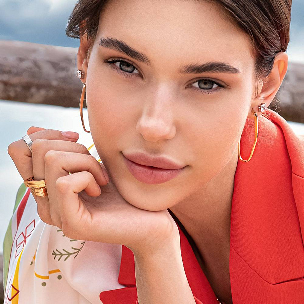 Сережки-пусети з білого золота з фіанітами (арт. 109888б) – зображення 2