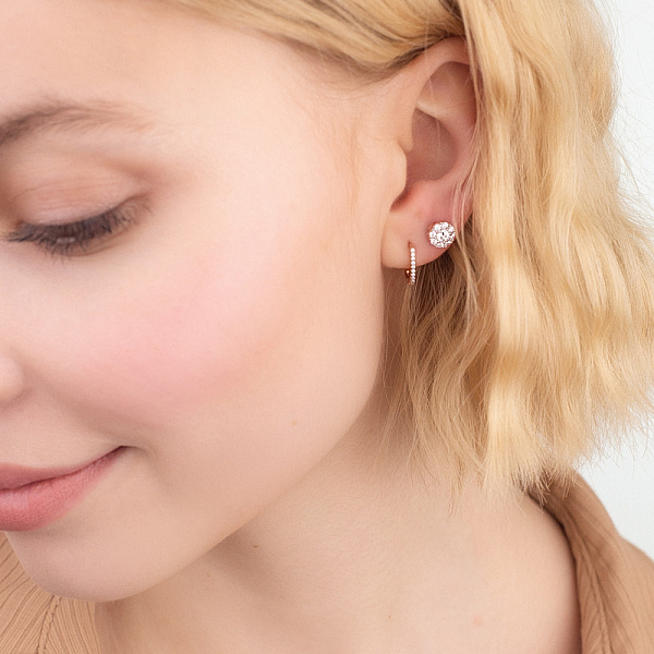 Сережки з червоного золота з фіанітами (арт. 110850) – зображення 3