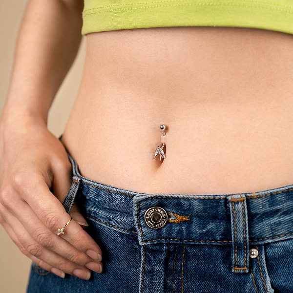 Серебряный пирсинг в пупок Ласточка (арт. 7512/ПР2Ф/2000) – изображение 2