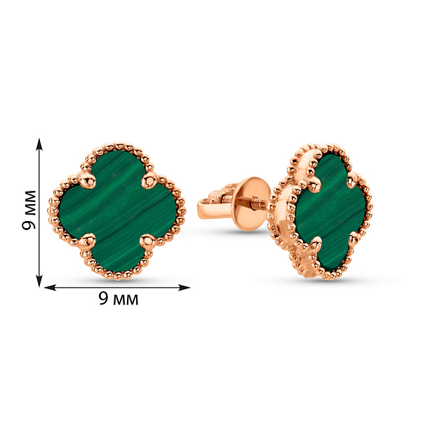 Золотые серьги-пусеты Клевер (арт. 1091005/9млх) – изображение 2