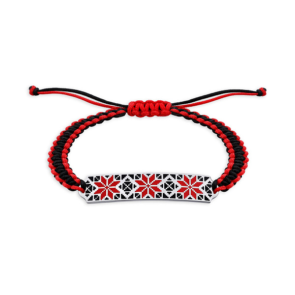 Браслет на шелковой нити с серебряной вставкой (арт. 7309/А046кчекчбрю) – изображение 1