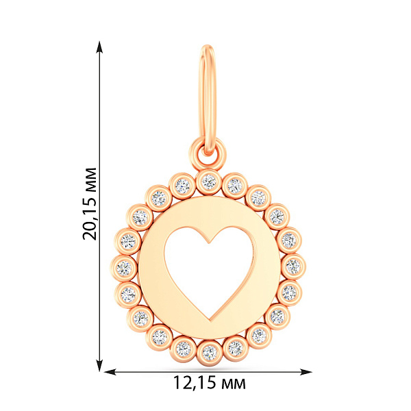 Золотой подвес Сердце с фианитами (арт. 440896) – изображение 2