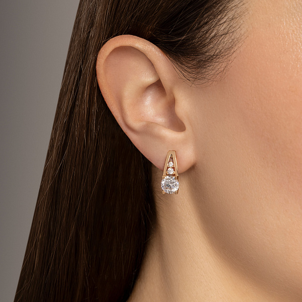 Серьги золотые с фианитами (арт. 111038) – изображение 2