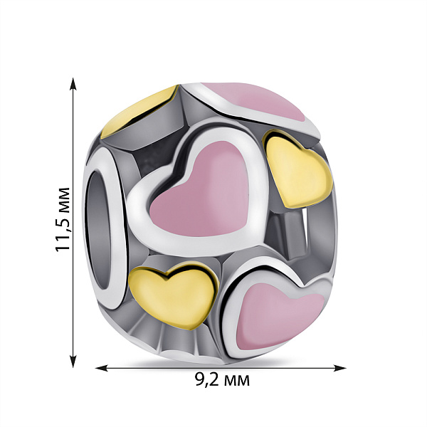 Серебряный шарм Сердечка с эмалью (арт. 7903/П5Р/791) – изображение 2