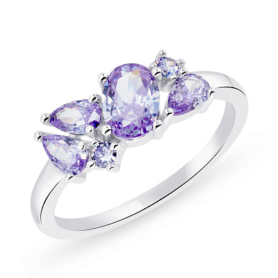 Серебряное кольцо с фиолетовыми альпинитами  (арт. 7501/5700аф)