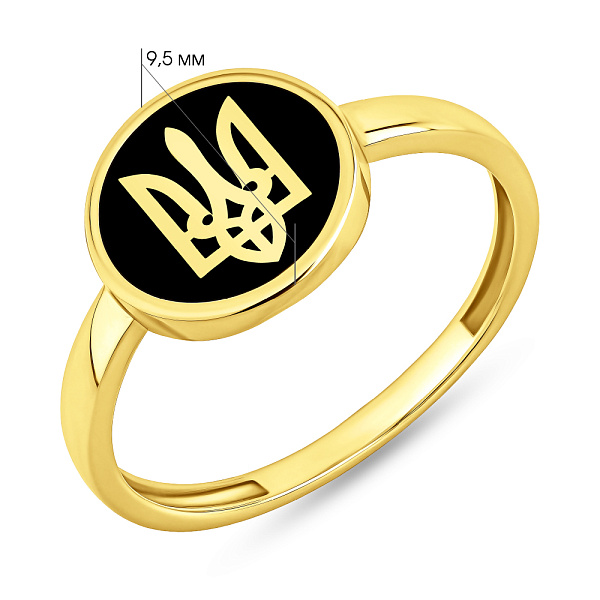 Золотое патриотическое кольцо Трезубец с эмалью (арт. 141203жеч) – изображение 3