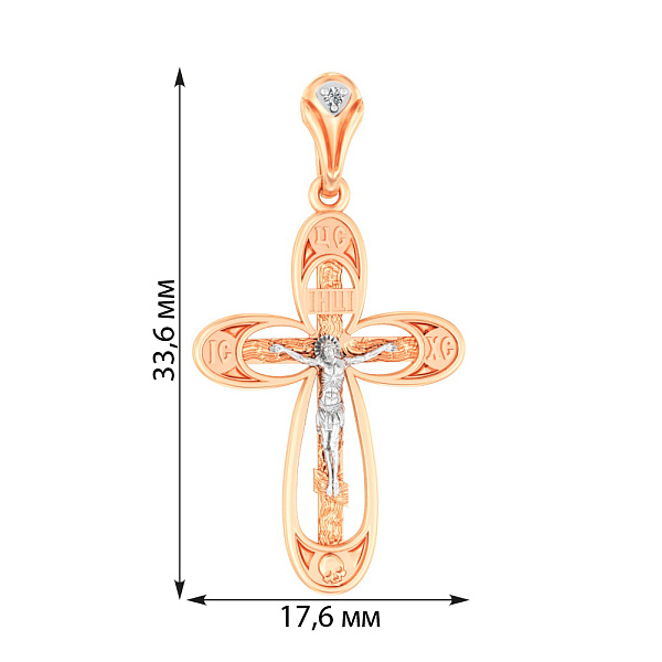 Золотой крестик с распятием и фианитом (арт. 501099) – изображение 2