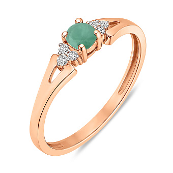 Золотое кольцо с бриллиантами и изумрудом (арт. К011063и)