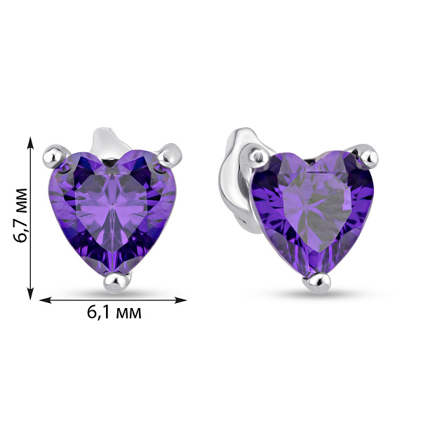 Срібні сережки з аметистом (арт. 7518/618Асп) – зображення 2
