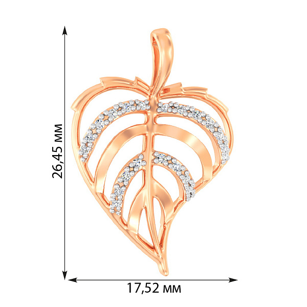 Золотая подвеска Листочек с фианитами (арт. 440326) – изображение 2