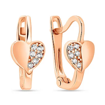 Детские сережки из красного золота с фианитами (арт. 108561)