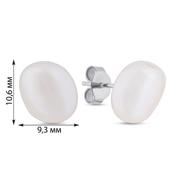 Срібні сережки-пусети з перлинами (арт. 7518/7155жб) – зображення 2