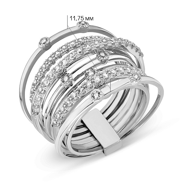 Кольцо Francelli из белого золота с фианитами (арт. 140009б) – изображение 4