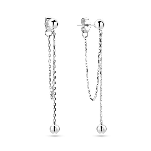 Серьги Fly из белого золота с шариками (арт. 109803/1б) – изображение 1