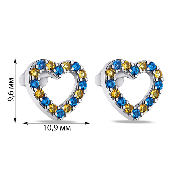 Серьги-пусеты из серебра Флаг Украины (арт. 7518/2071/2агж) – изображение 2