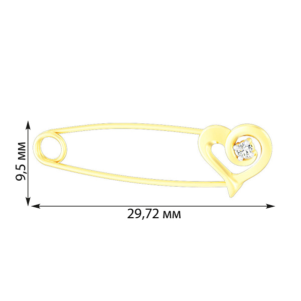Золотая булавка с фианитом (арт. 360084ж) – изображение 2