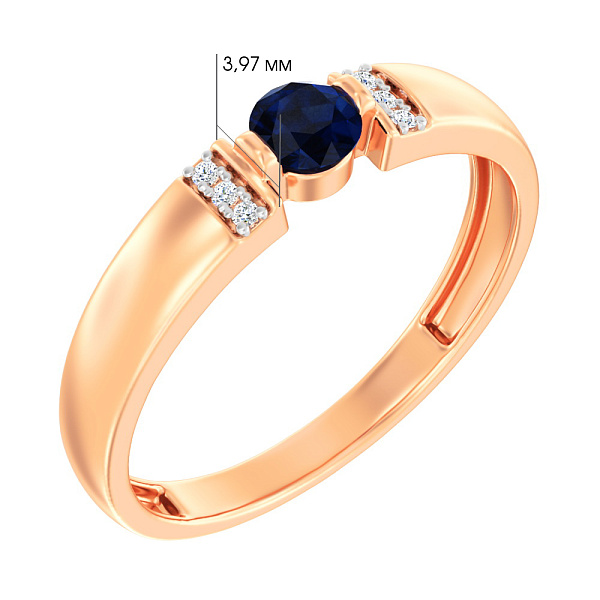 Золота каблучка з сапфіром і діамантами (арт. К011067с) – зображення 2