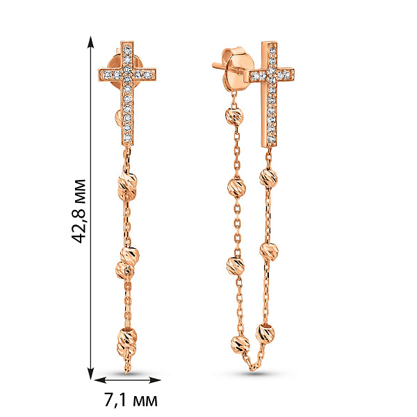 Золоті пусети з хрестиками (арт. 1091017) – зображення 3