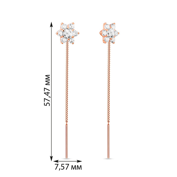 Дитячі сережки-протяжки з золота з фіанітами (арт. 110836/1) – зображення 2