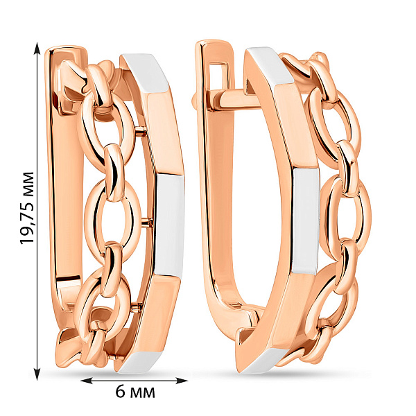 Золоті сережки "Ланки" з родіюванням (арт. 108714р) – зображення 2