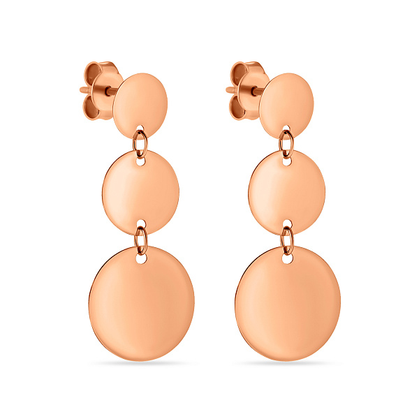 Пусеты золотые «Монеты» в красном цвете металла (арт. 107879) – изображение 1