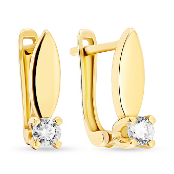 Фото Детские золотые сережки в желтом цвете металла с фианитами (арт. 103915ж)