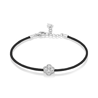 Браслет из серебра и с шелковой нити Клевер (арт. 7309/3349/8ч)