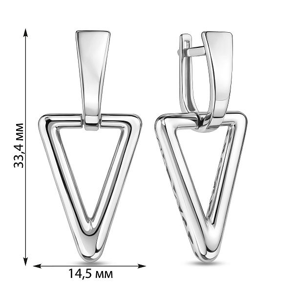 Золотые серьги Треугольники (арт. 111332б) – изображение 2