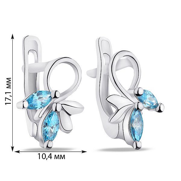Серьги из серебра с фианитами (арт. 7502/С2ФТ/006) – изображение 2