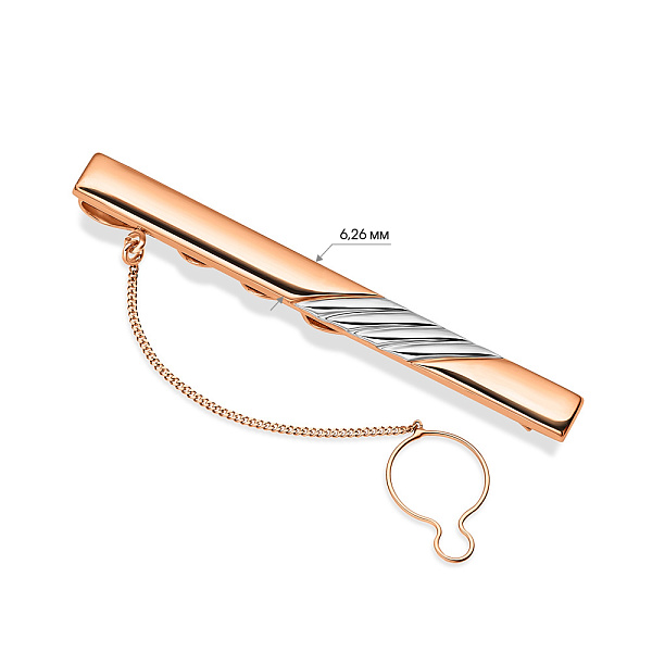 Золотой зажим для галстука с родированием (арт. 200088р) – изображение 2