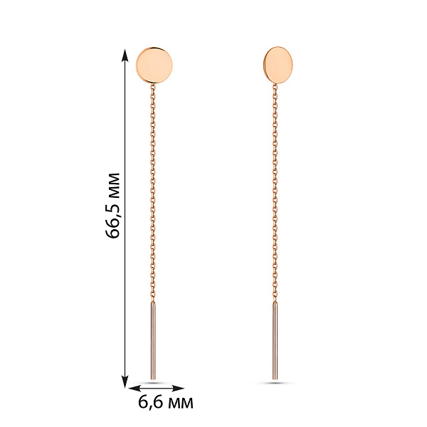 Золотые серьги-протяжки Монеты без камней (арт. 2006067101) – изображение 3
