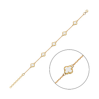 Браслет Клевер из желтого золота с перламутром (арт. 321957/7жп)