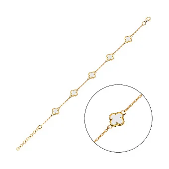 Браслет Клевер з жовтого золота з перламутром (арт. 321957/7жп)