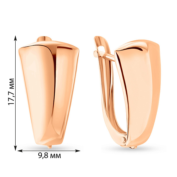 Серьги из красного золота без камней (арт. 101348) – изображение 2