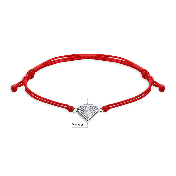 Браслет на красной нити с серебряной вставкой (арт. 7309/4732к) – изображение 2