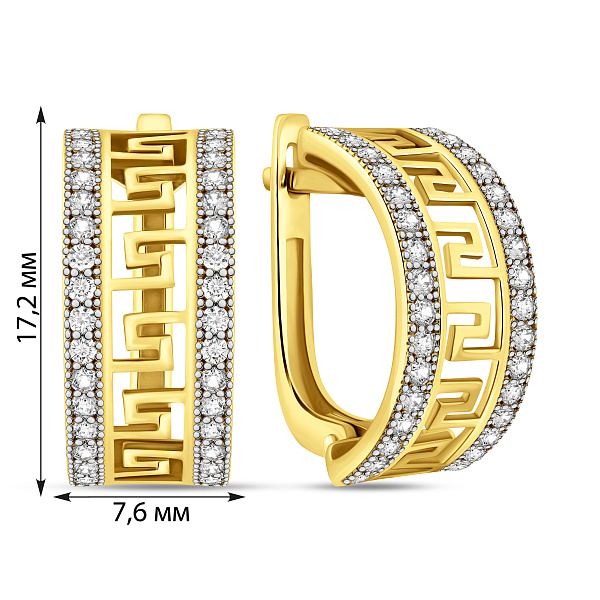 Серьги из желтого золота Олимпия с фианитами (арт. 113400ж) – изображение 4