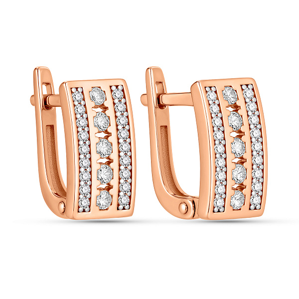 Серьги из красного золота с фианитами (арт. 110984) – изображение 1