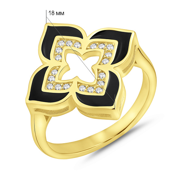 Срібна каблучка з емаллю і фіанітами (арт. 7501/6911/20жеч) – зображення 2