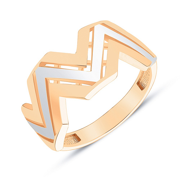 Золотое кольцо в комбинированном цвете металла (арт. 154387кб) – изображение 1