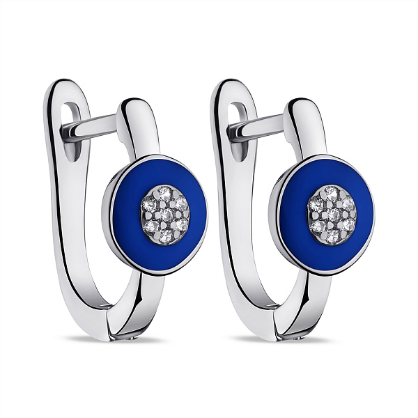 Серьги из серебра с эмалью и фианитами (арт. 7502/9495ес) – изображение 1