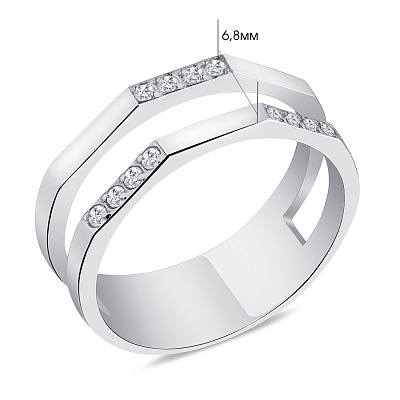 Двойное кольцо серебряное с фианитами  (арт. 7501/А170кю)