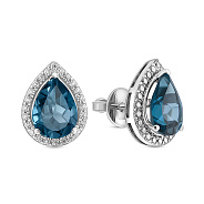 Фото Золотые серьги с топазом и фианитами (арт. 111249Пбтг)