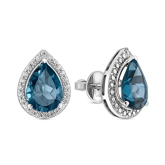 Золотые серьги с топазом и фианитами (арт. 111249Пбтг)