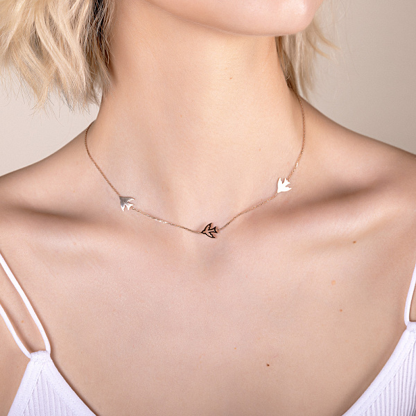 Золотое колье Птички (арт. 352399) – изображение 3