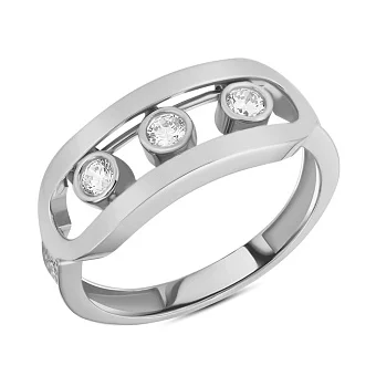 Каблучка з білого золота з фіанітами (арт. 155017б)